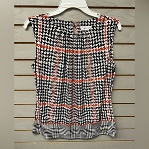 Calvin Klein Black and Red Houndstooth Blouse